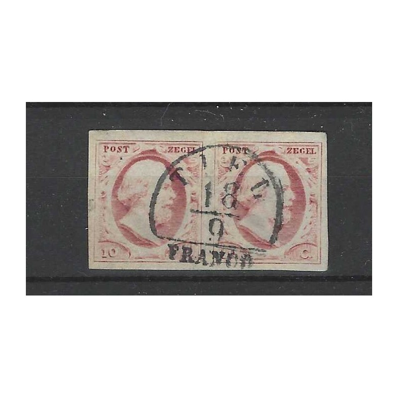 Nederland 2 Willem 1852 paartje TIEL-A VFU/gebr CV 250+ € Nederland 2 Willem 1852 paartje TIEL-A VFU/gebr CV 250+ €