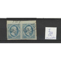 Netherlands 1 Willem 1852 RAND-pair VFU/used CV 200+ €