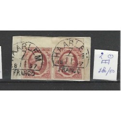 Netherlands 2 Willem 1852 RAND-pair "HAARLEM-C" VFU/used CV 230+ €