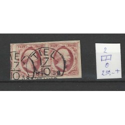 Nederland 2 Willem 1852 paartje "TIEL-C" VFU/gebr CV 230+ €