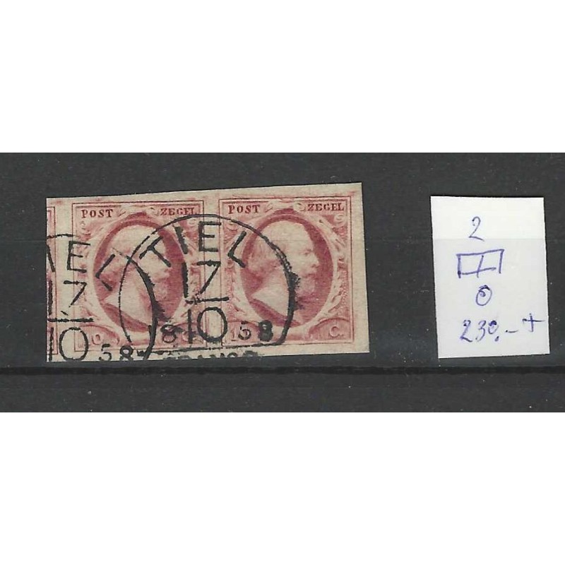 Nederland 2 Willem 1852 paartje "TIEL-C" VFU/gebr CV 230+ €