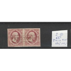 Netherlands 2 Willem 1852 pair "red-FRANCO" VFU/used CV 180+ €