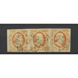 Nederland 1-3 Willem 1852 Strippen van 3 "ROTTERDAM-C"  VFU/gebr CV 1950 €