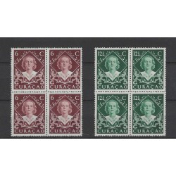 Curaçao 198-199 Wilhelmina blocks of 4 MNH  CV 10+ €