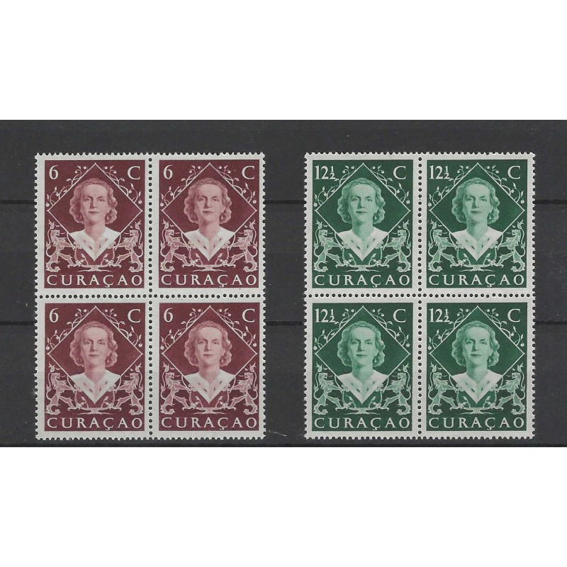 Curacao 198-199 Wilhelmina blokjes van 4 MNH/postfris  CV 10+ €