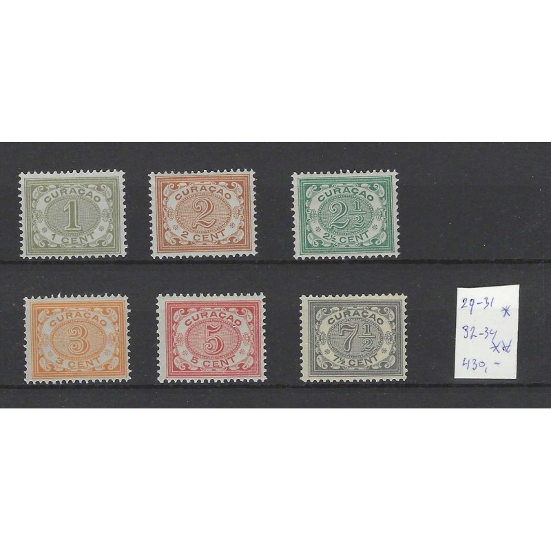 Curacao  29/31 Cijfer MH/ongebr, 32-34 MNH/postfris CV 430 € Pracht !!