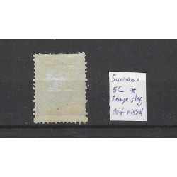 Suriname 5C  Willem III 1873 LANGE SLAG/ PERFORATIE MH/ongebr CV 50+ €