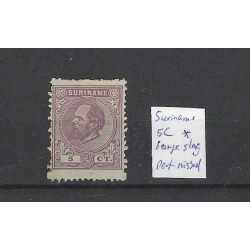 Suriname 5C  Willem III 1873 LANGE SLAG/ PERFORATIE MH/unused CV 50+ €