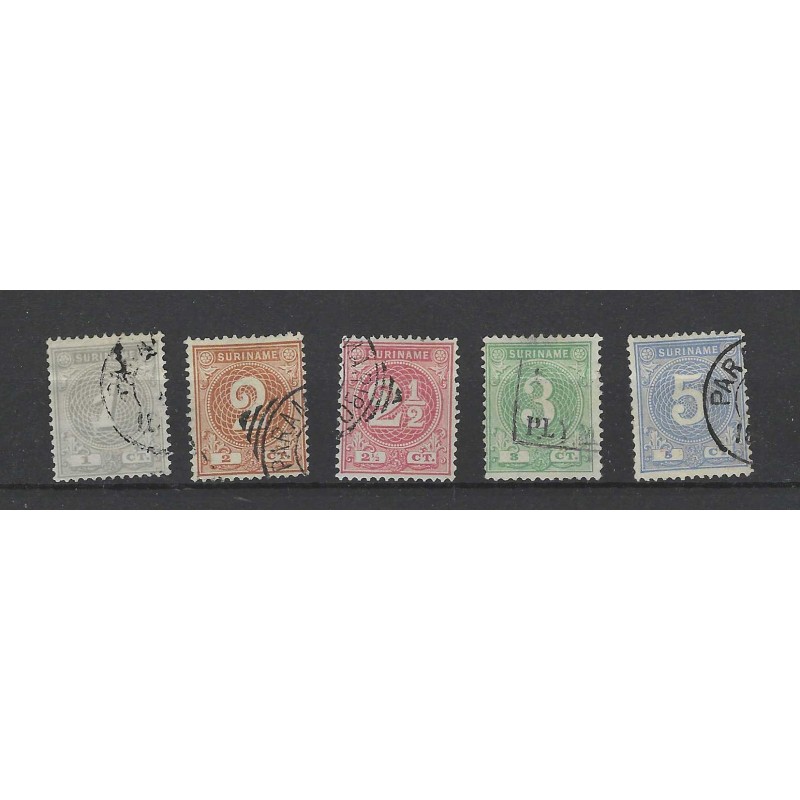 Suriname 16-20  Cijfer serie VFU/gebr CV 14 €