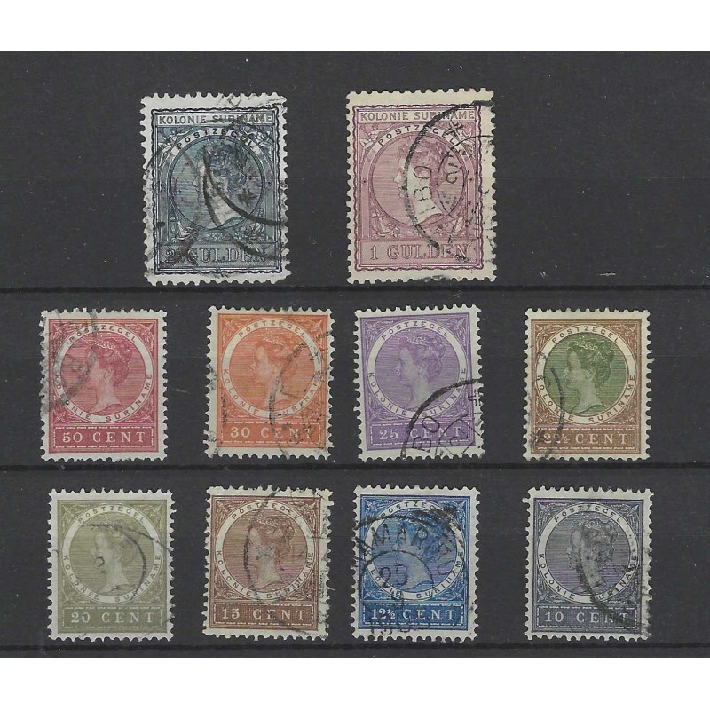 Suriname 48/55, 56/57 Wilhelmina  VFU/gebr CV 155 €