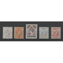 Suriname 60-64 Kroontjes overprint  MH/unused CV  276 €