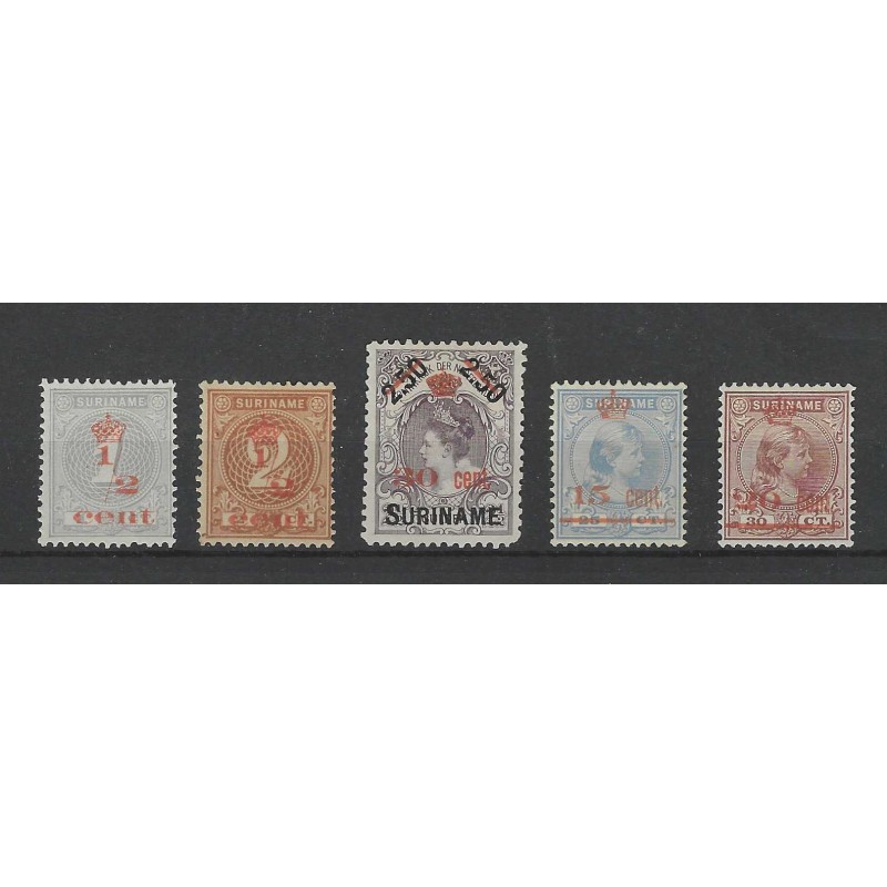 Suriname 60-64 Kroontjes opdruk  MH/ongebr CV  276 €