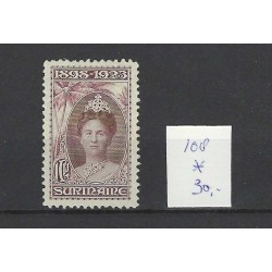 Suriname  108A Wilhelmina MH/ongebr CV 30 € Pracht exemplaar!!