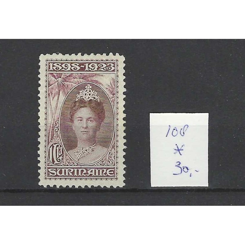 Suriname  108A Wilhelmina MH/ongebr CV 30 € Pracht exemplaar!!
