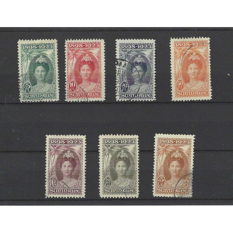 Suriname 104-110  Wilhelmina Jubileum  VFU/gebr CV 636 €