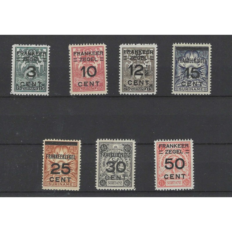 Suriname 130-136 Brandkast-opdrukken MNH/postfris CV 62,50 € Suriname 130-136 Brandkast-opdrukken MNH/postfris CV 62,50 €