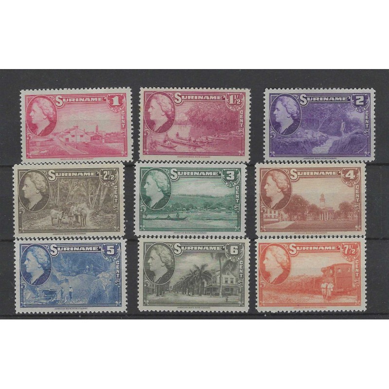 Suriname 220-228 Wilhelmina voorstellingen MNH/postfris CV 20 € Suriname 220-228 Wilhelmina voorstellingen MNH/postfris CV 20 €