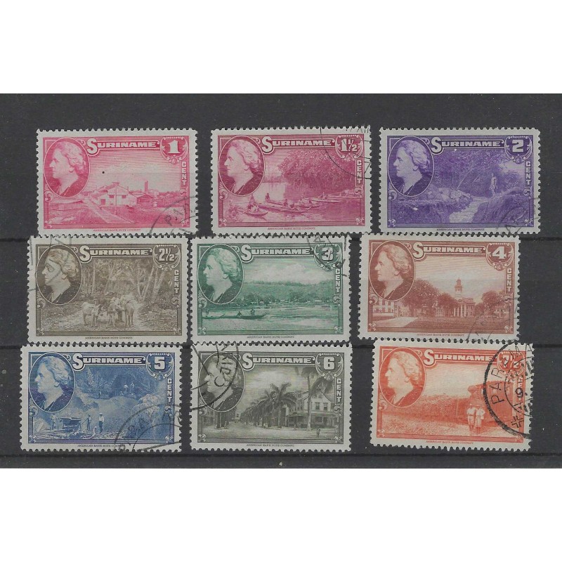 Suriname 220-228 Wilhelmina voorstellingen VFU/gebr CV 7 € Suriname 220-228 Wilhelmina voorstellingen VFU/gebr CV 7 €