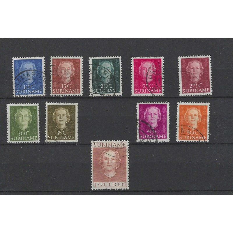 Suriname 285-294 Wilhelmina VFU/gebr  CV 4,5 €