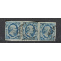Netherlands 1-3  Willem 1852 strippen of 3 VFU/used CV 1950 €