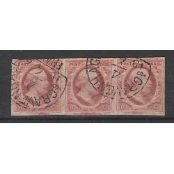 Netherlands 1-3  Willem 1852 strippen of 3 VFU/used CV 1950 €