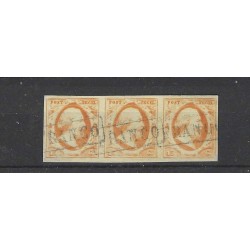 Netherlands 1-3  Willem 1852 strippen of 3 VFU/used CV 1950 €