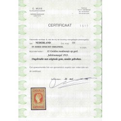 Netherlands 101 Jubilee 1913 MH/unused CV 950 € Certificate !!
