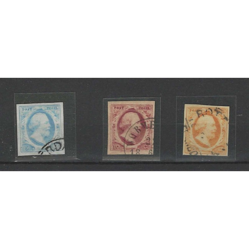 Nederland 1-3 Willem III 1852 set   VFU/gebr  CV 240 €