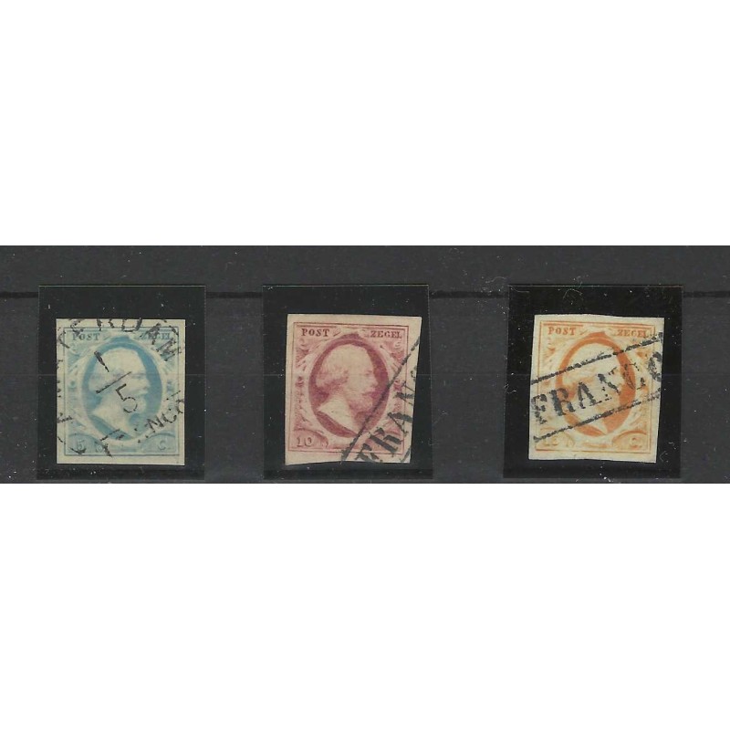 Nederland 1-3 Willem III 1852 set   VFU/gebr  CV 240 €