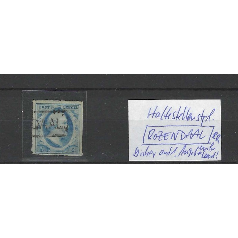 Nederland 1 Willem III 1852 "ROZENDAAL" haltestempel VFU/gebr  CV 250 €
