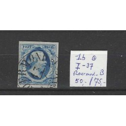 Nederland 1b Plt I-37 Willem III 1852 "ROERMOND-B" VFU/gebr  CV 100 €