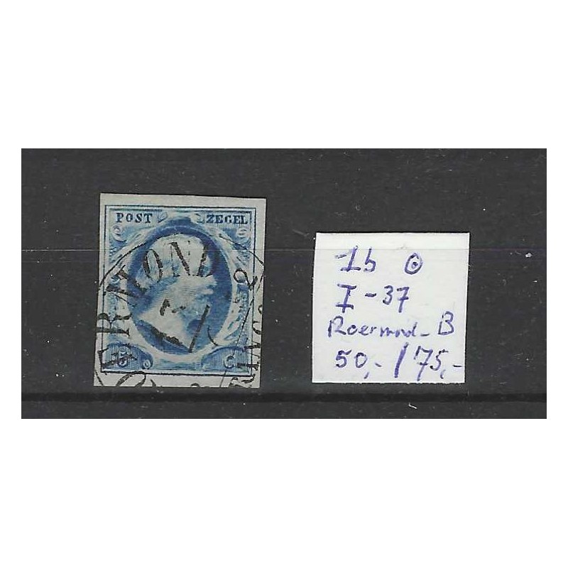 Nederland 1b Plt I-37 Willem III 1852 "ROERMOND-B" VFU/gebr  CV 100 €
