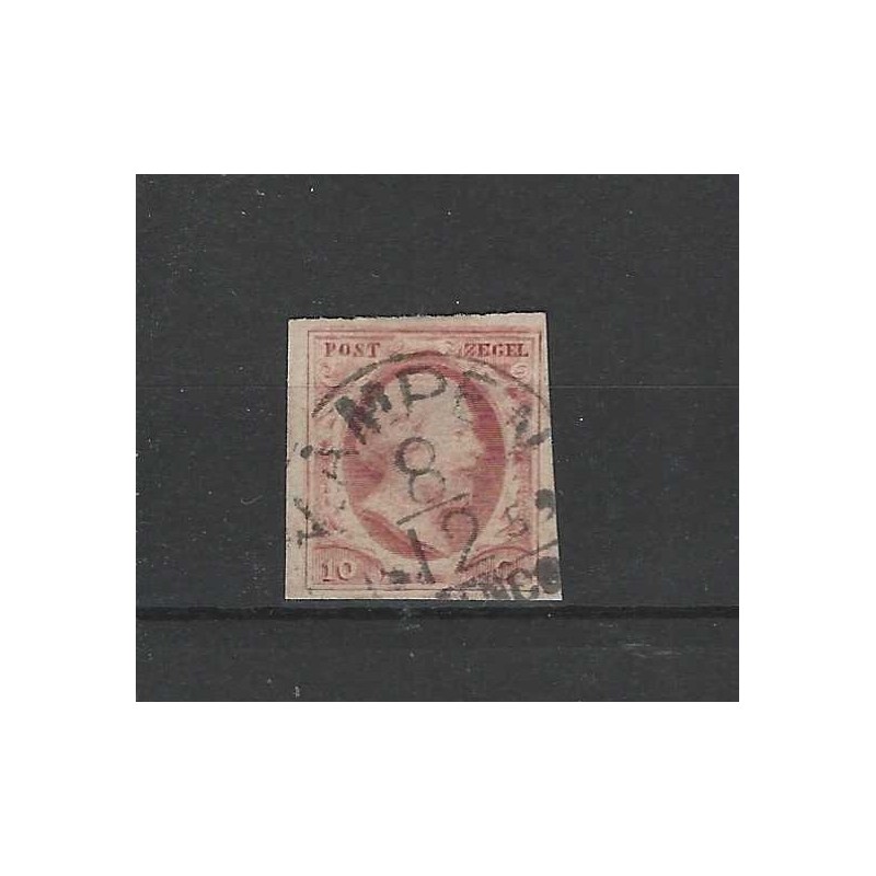Netherlands 2 Plt V-32 Willem III 1852 "KAMPEN-C" VFU/used  CV 100 €