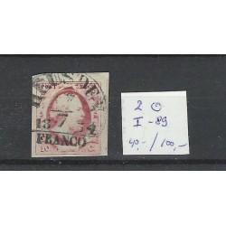 Netherlands 2 Plt I-89 Willem III 1852 "HEUSDEN-B" VFU/used  CV 140 €