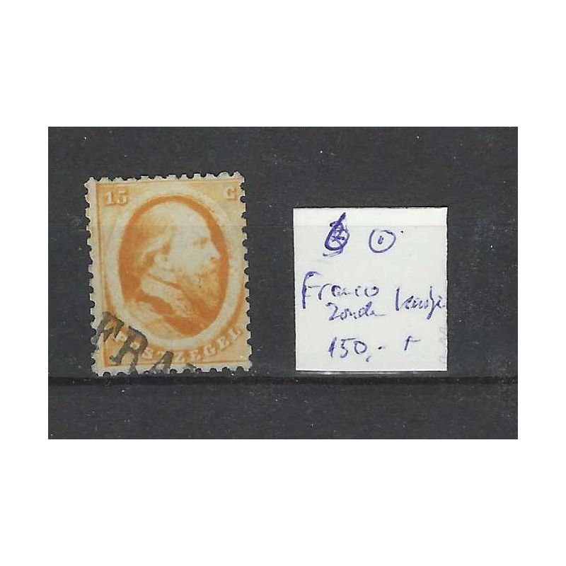 Nederland 6 Willem III 1864 "FRANCO ZONDER KASTJE" VFU/gebr  CV 150+ €