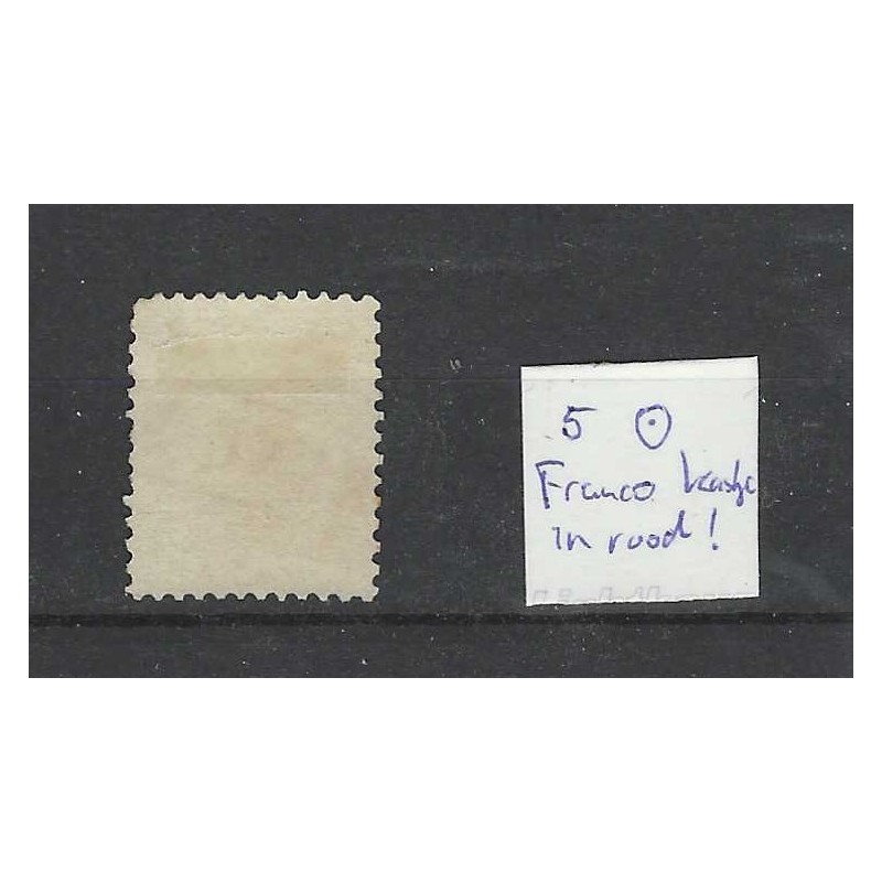 Netherlands 5 Willem III 1864 "FRANCO in KASTJE/RED" VFU/used  CV 50 €