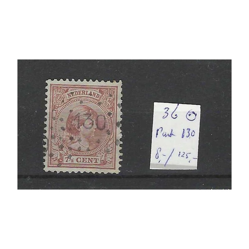 Nederland 36 Wilhelmina  met puntstempel 130  VFU/gebr CV 132+ €