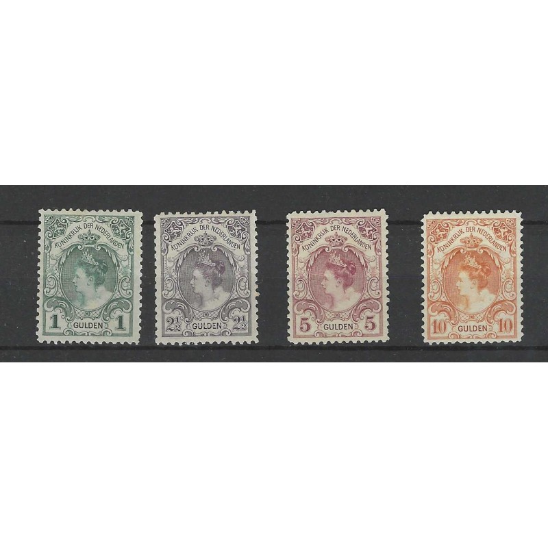 Nederland 77-80 Wilhelmina Hangend Haar  MH/ongebr CV 1410 €  attest !