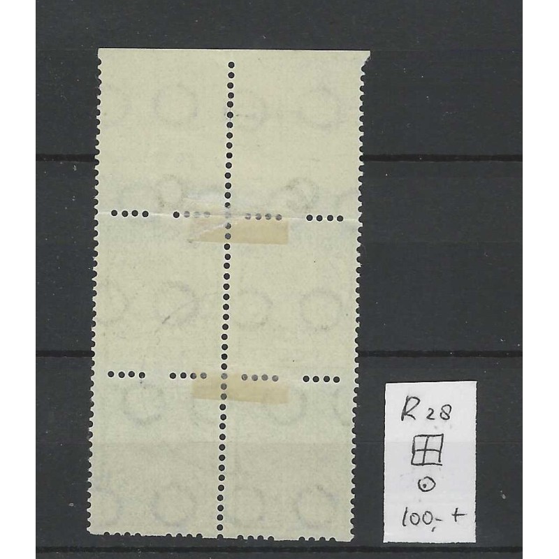 Netherlands R28 Two-sided Syncopated perforation block of 4 VFU/used  CV 100 €