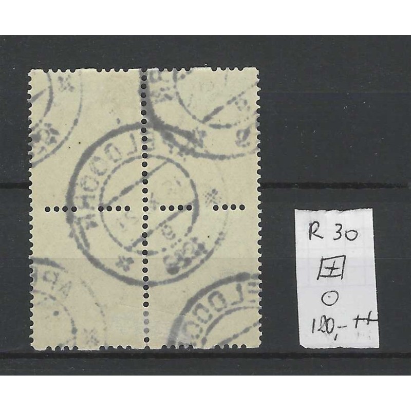 Netherlands R30 Two-sided Syncopated perforation block of 4 VFU/used  CV 120 €