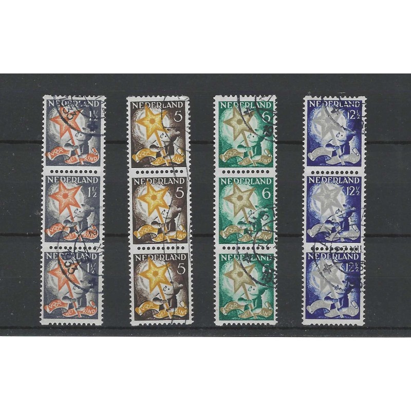 Netherlands R98-101Roltanding Child Welfare 1933 strip of 3 VFU/used  CV 130+ €
