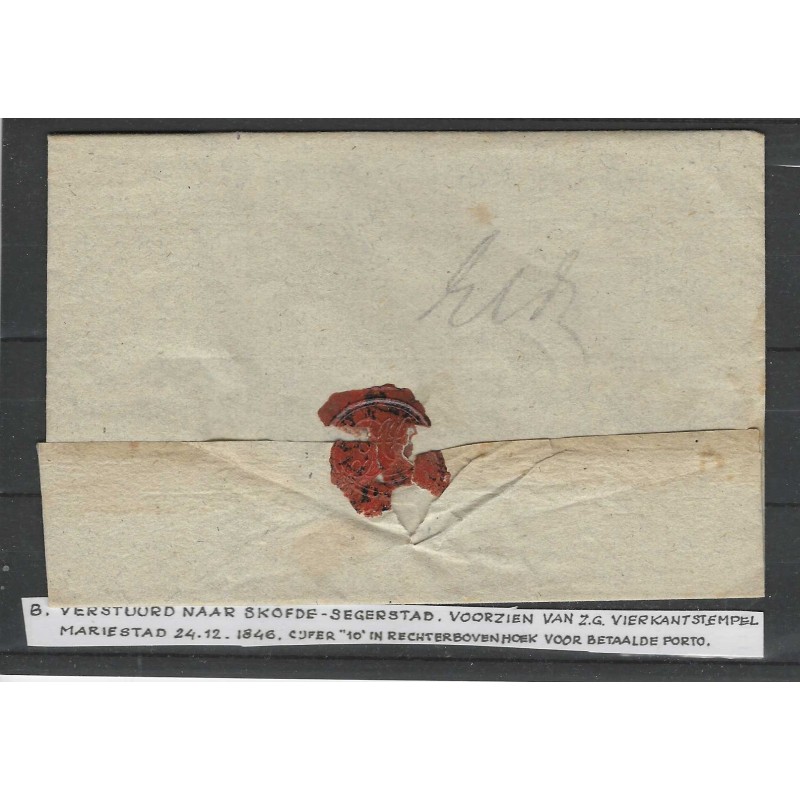 Zweden/Sweden  voorfilatelie MARIESTAD 1846  VFU/gebr  CV ??? €