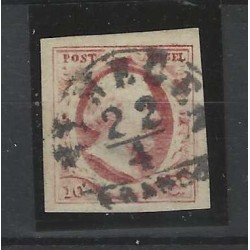 Nederland 2 Plt I Willem III 1852 "NYMEGEN-A" VFU/gebr  CV 150 €