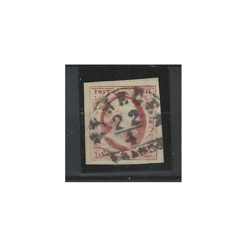 Nederland 2 Plt I Willem III 1852 "NYMEGEN-A" VFU/gebr  CV 150 €