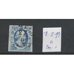 Netherlands 1 Plt I-99 Willem III 1852 "ALMELO-A" VFU/used  CV 160+ €