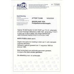 Netherlands PV2B  in Block of 4  VFU/used CV 700 € Certificate !