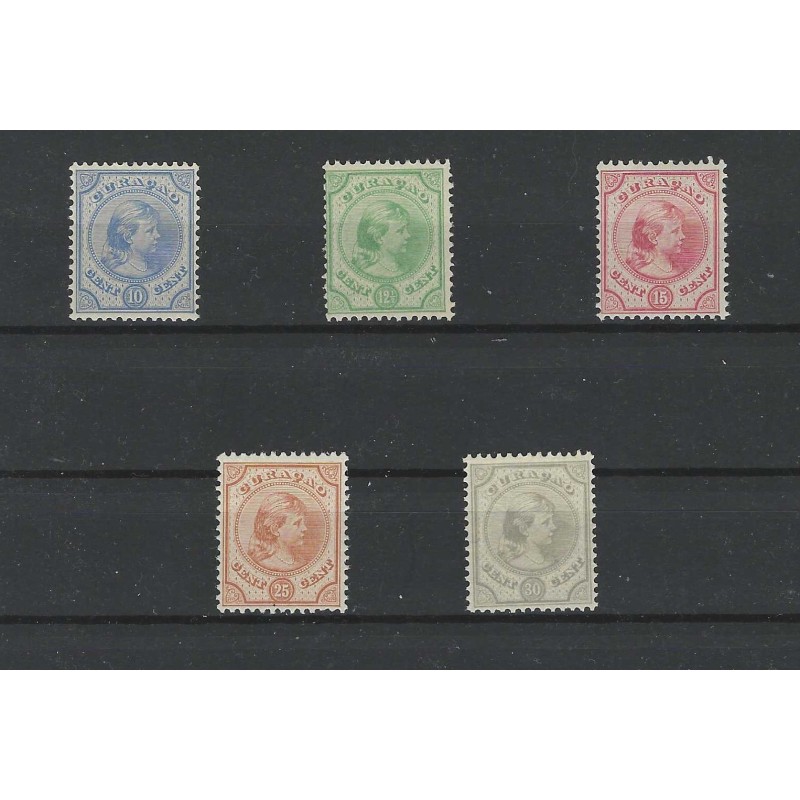 Curaçao 19-23 Wilhelmina set MNH  CV 2135 €  Certificate !!