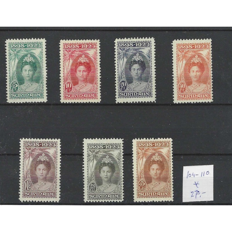 Suriname  104-110  Wilhelmina MH/ongebruikt CV 300 € Pracht exemplaar!!