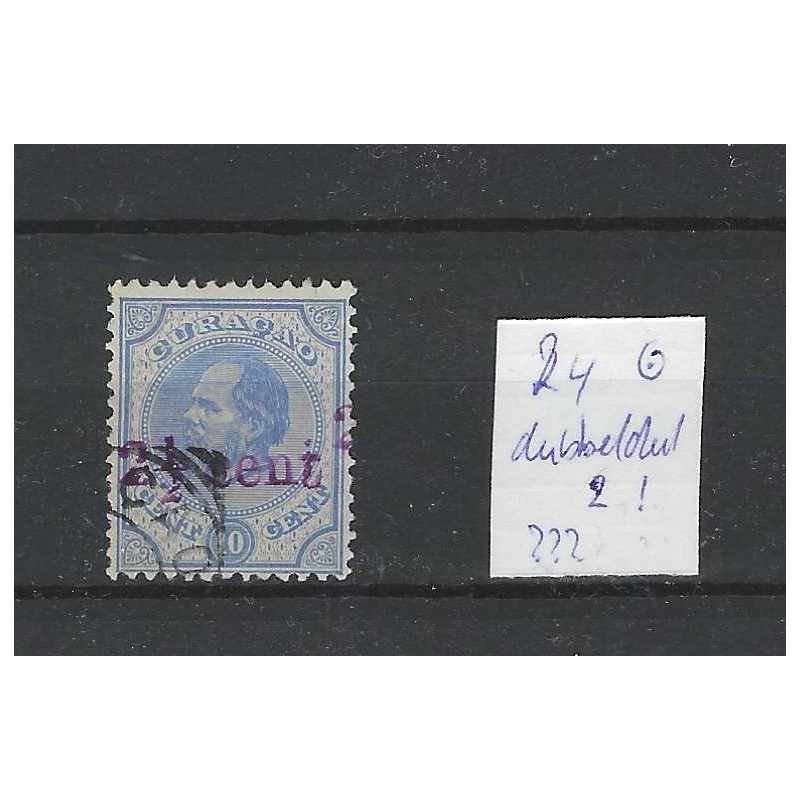 Curacao 24f Hulpzegel  DUBBELE-opdruk 2  VFU/gebr CV 175 €