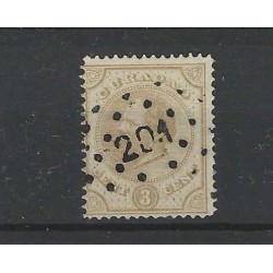 Curaçao 3b  Willem III  numeral dot cancel 201 VFU/used CV 150 €